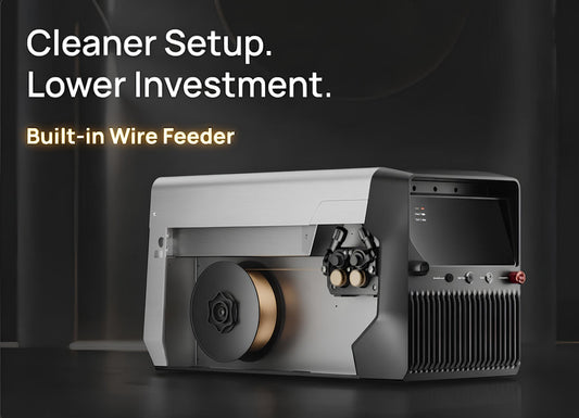 Official LaserCyber L1 Series illustration showing the integrated wire feeder inside the machine