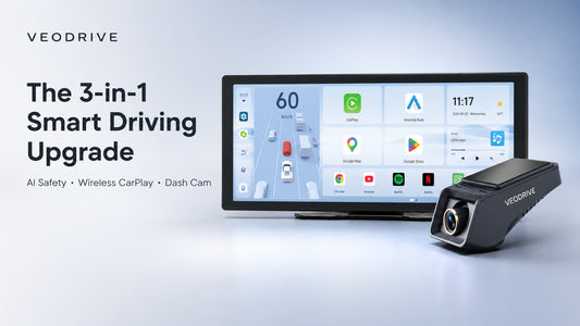VeoDrive display and dash camera shown in the official Kickstarter video cover