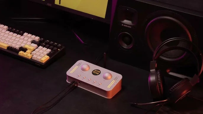 BackerOnline featured project: OMIMIO M8 desktop audio setup scene